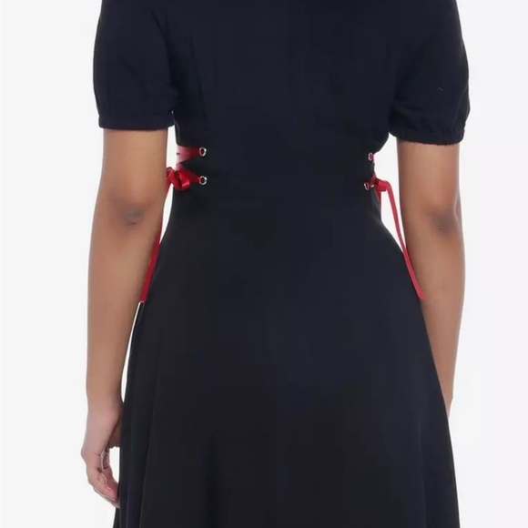 Hot Topic Black Front Zipper Lace up Dress (runs large!) - Picture 3 of 6
